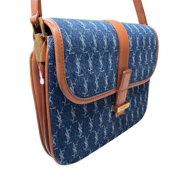 NWT YSL Monogram Denim Crossbody/Shoulder Bag - Picture 3 of 10